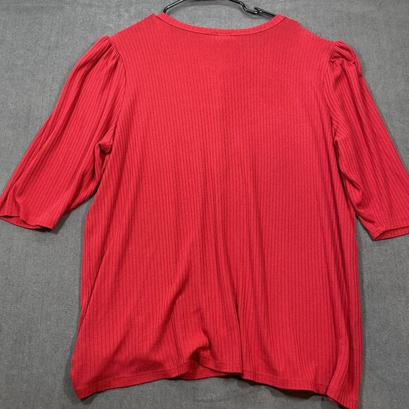 Torrid Red Ribbed 3/4 Sleeve Button Henley Top Plus Size 4 Blouse Womens - Picture 9 of 11